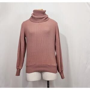 Vintage 80s Gap Sweater Mauve Pink Cowl Neck Turtleneck Misses Size S